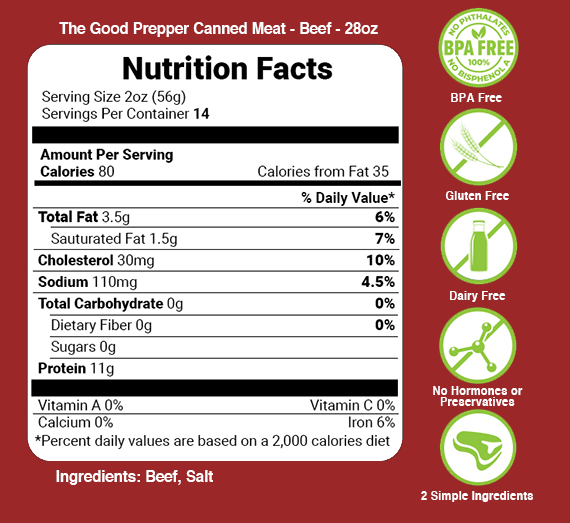 The Good Prepper Beef Canned Meat